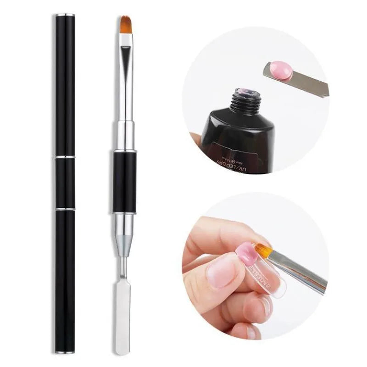 1PC Dual Ended Nail Art Acrylic UV Gel Extension Builder Flower Painting Pen Brush UV Gel Remover Spatula Stick Manicure Tool