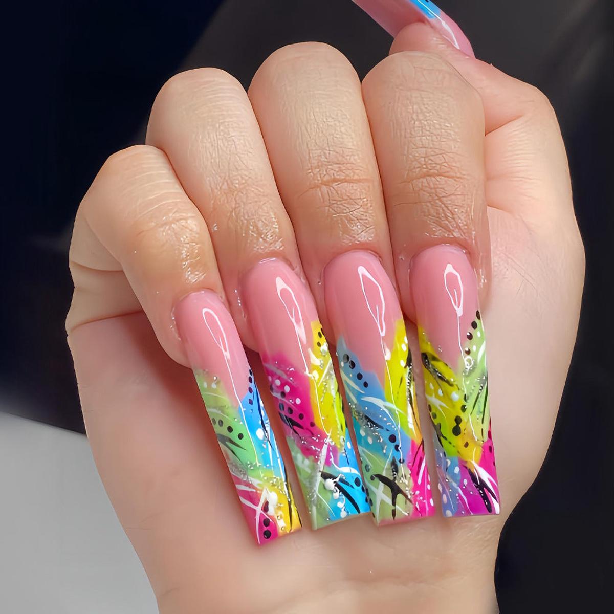 Vibrant Butterfly Dreams Long Square Bright Multicolor Gradient Design