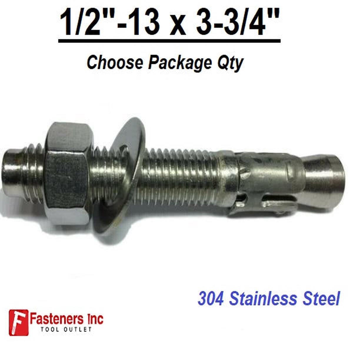 1/2"-13 x 3 3/4" Concrete Wedge Anchor Stainless Steel Grade 304