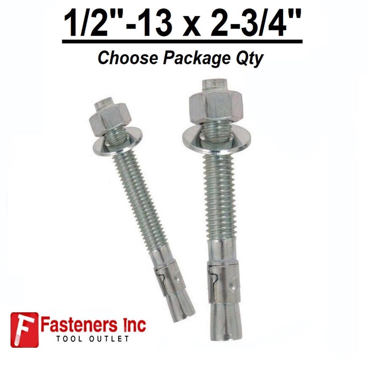 1/2"-13 x 3-3/4" Concrete Wedge Anchor Zinc Plated