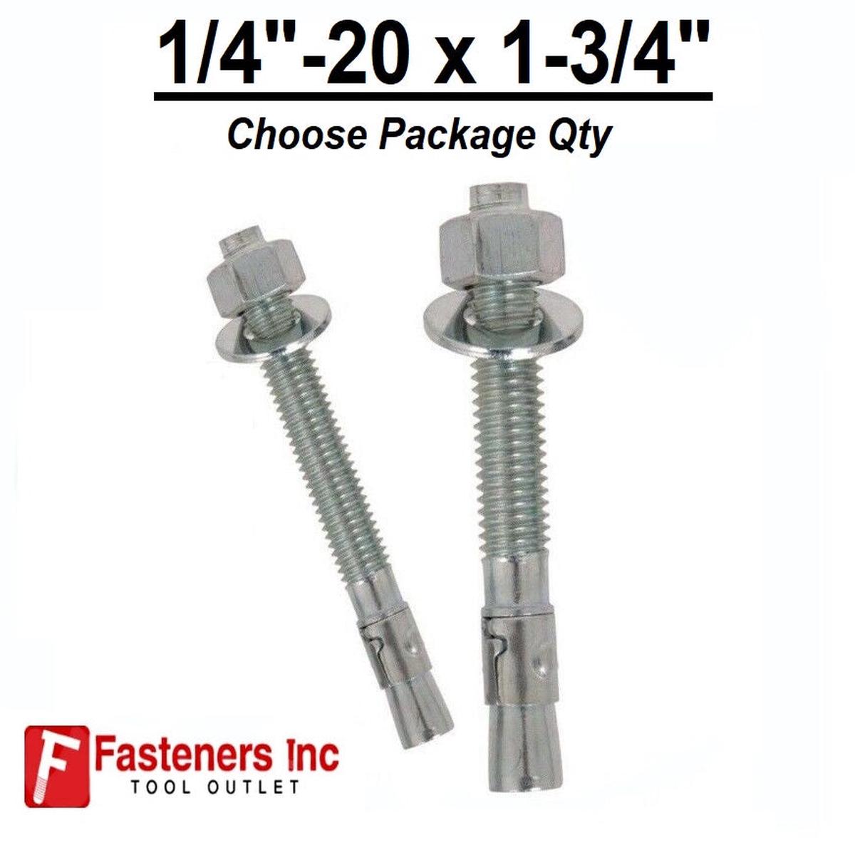 1/4"-20 x 1-3/4" Concrete Wedge Anchor Zinc Plated