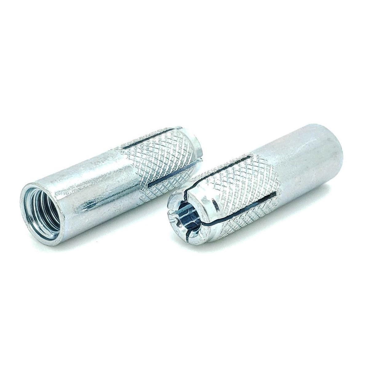 3/8" Inch Premium Zinc Plated Carbon Steel Concrete Knurled Drop In Anchors, 8 Qty (BCP1000)