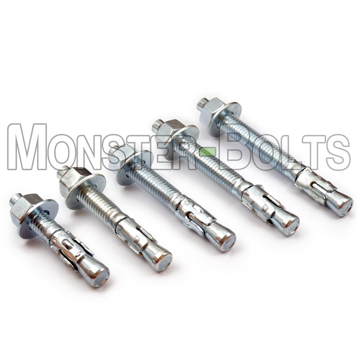Bulk 3/8"-16 Ultrawedge+ Wedge Anchors  Zinc CR+3  Monster Bolts - 100 Qty - 3/8"-16 x 6-1/2"