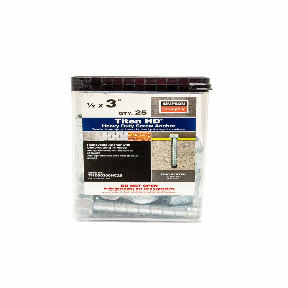 Simpson THD50300H Titen HD 1/2 in. x 3 in. Heavy-Duty Screw Anchor