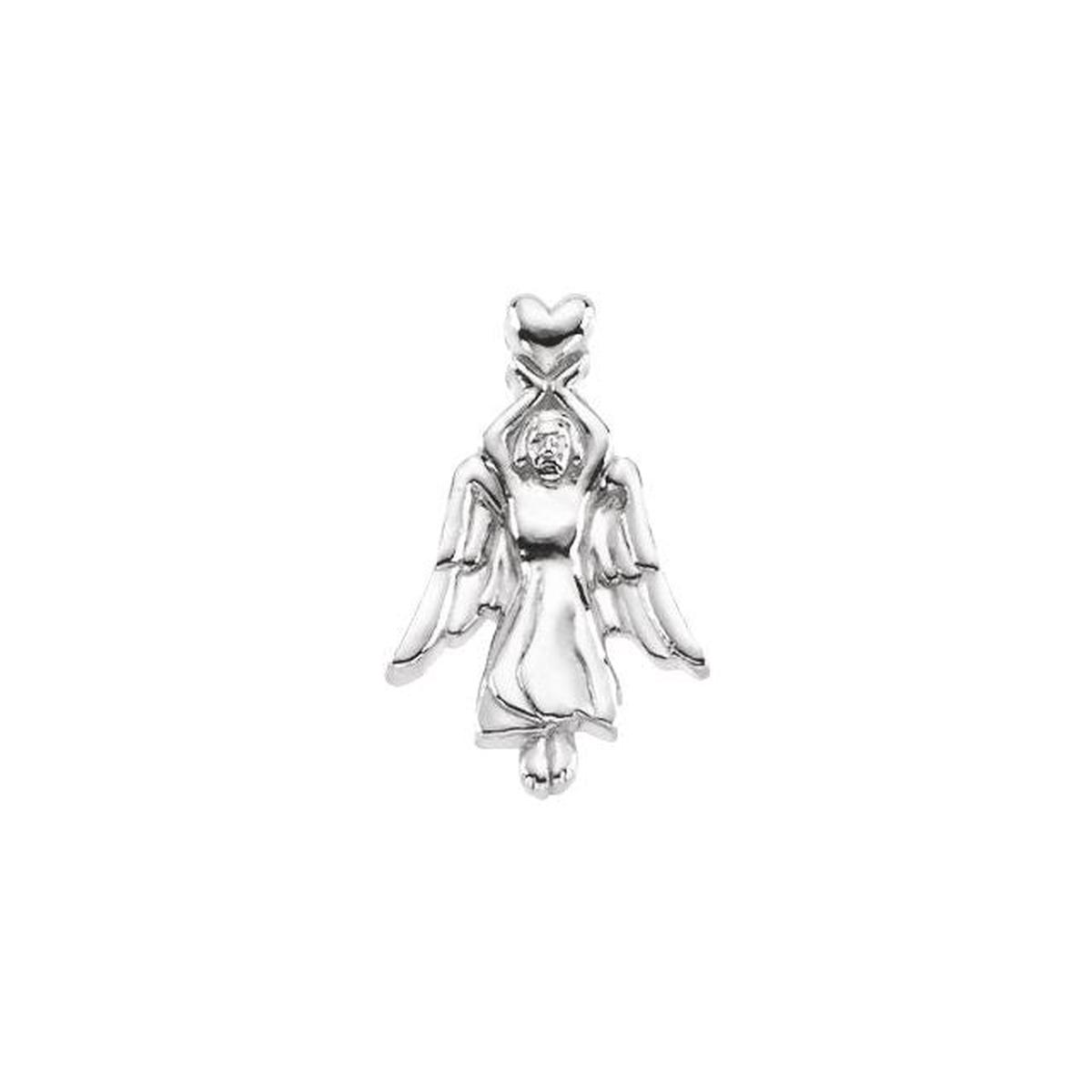 14K White Angel with Heart Lapel Pin