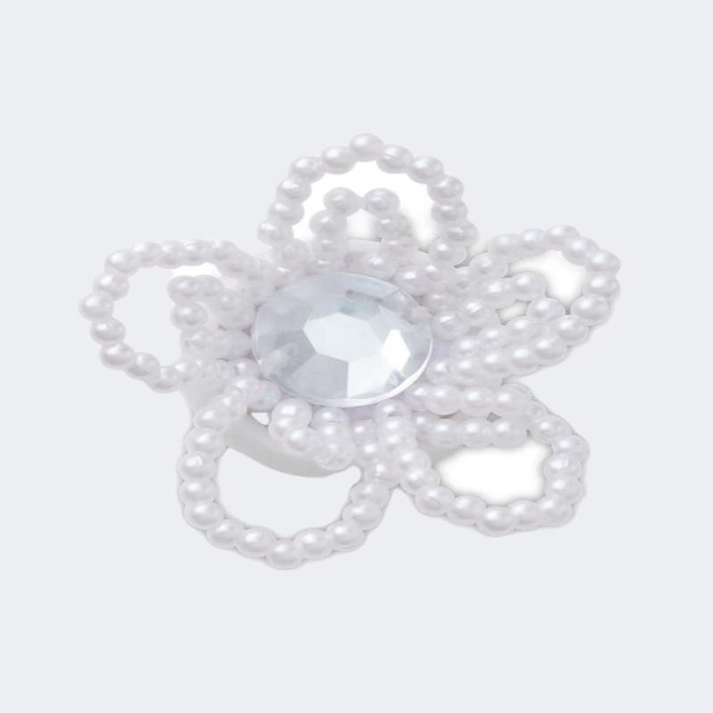 Crocs Beaded Pearl Flower Unisex Lifestyle Pins White/Silver