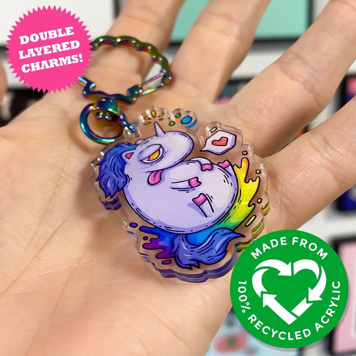 Double Layered Clear Acrylic Keychains - Quantity 10