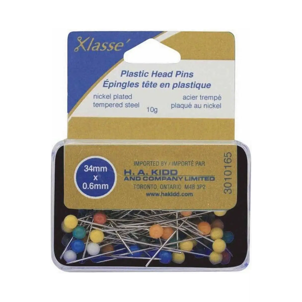 Klasse, Plastic Head Pins Assorted Color 90pcs - 34mm