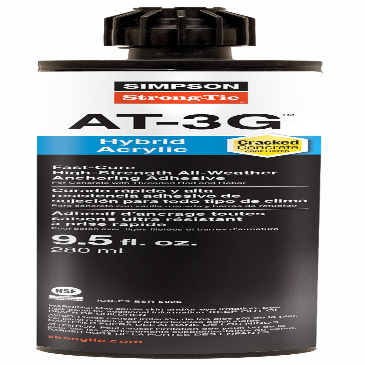 Simpson AT3G10 AT-3G 9.5-oz. High-Strength Acrylic Anchoring Adhesive Cartridge w/ Nozzle