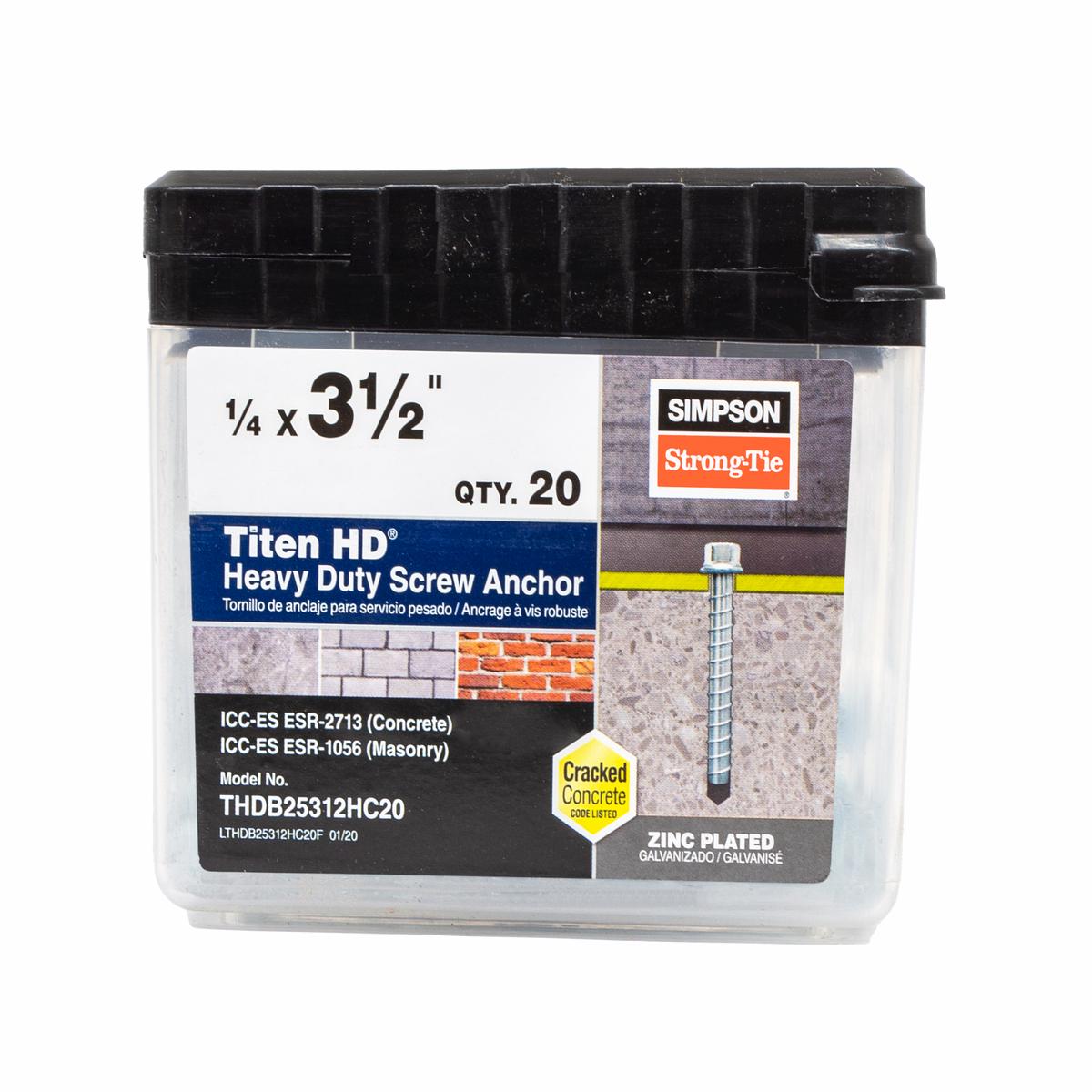 Simpson THDB25312H Titen HD 1/4 in. x 3-1/2 in. Heavy-Duty Screw Anchor